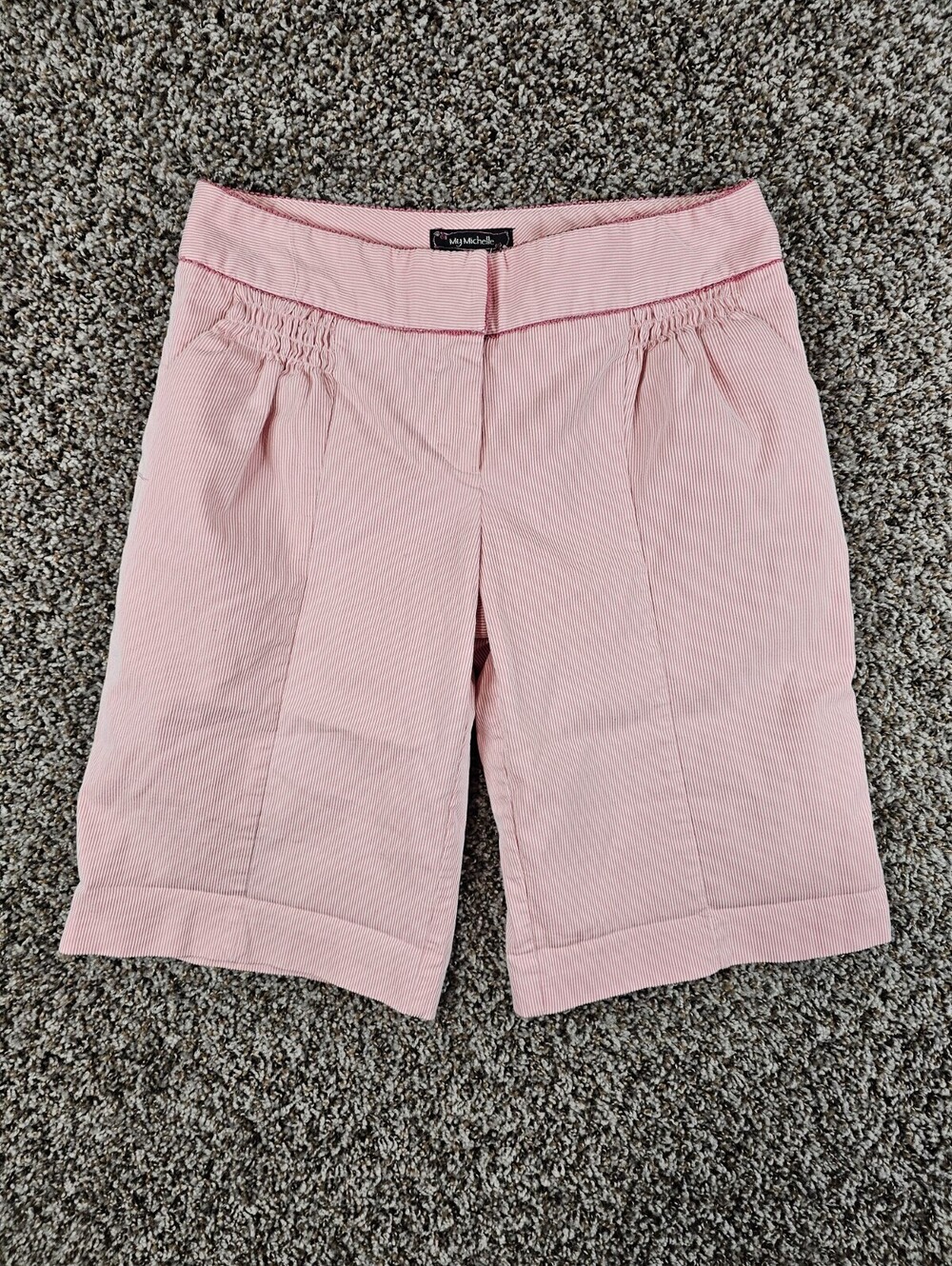 Y2K My Michelle Juniors Sz 9 Seersucker Bermuda Shorts Pink White Striped